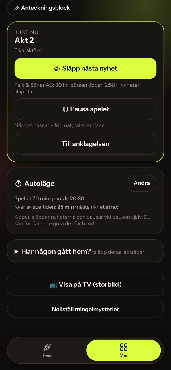 Autoläget: appen sköter nyheter, paus och speltid