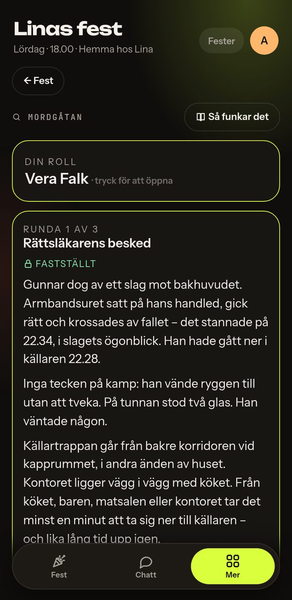 Mordgåtan: hemlig roll och rättsläkarens besked i Fest INC
